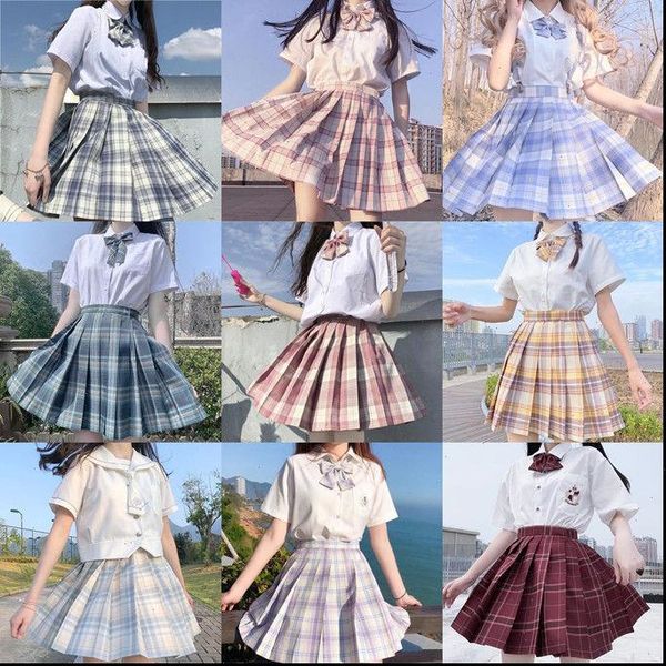 

women skirt summer high waist pleated plaid korea japanese school girls dance cute mini a line skirts cosplay, Black