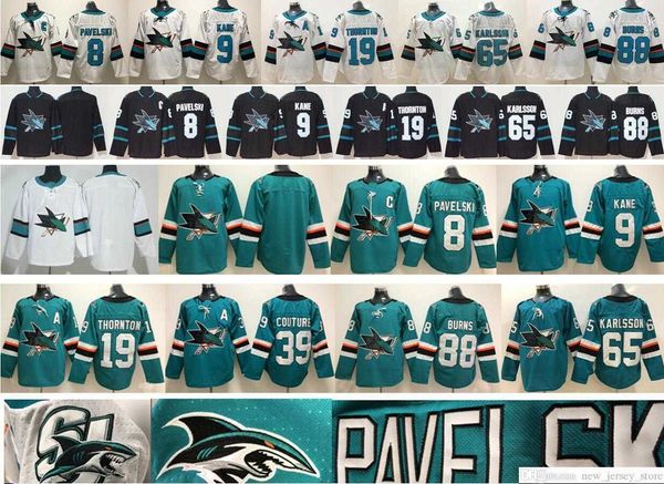 

Men Women Kids Youth San Jose Sharks Hockey 9 Evander Kane 19 Joe Thornton 39 Logan Couture 65 Erik Karlsson 88 Brent Burns Stitched Jerseys, Green men size s-xxxl