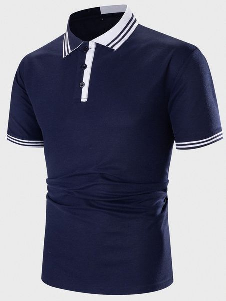 

men striped trim polo shirt b6vy#, White;black