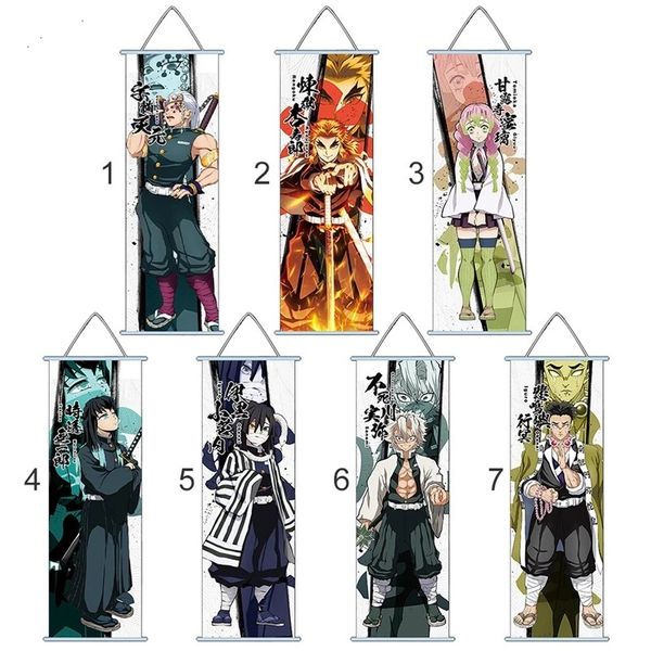 

dhl 7 styles 70*30cm banners blade of demon destruction japanese anime demon slayer paintings fabric cloth poster wall scroll