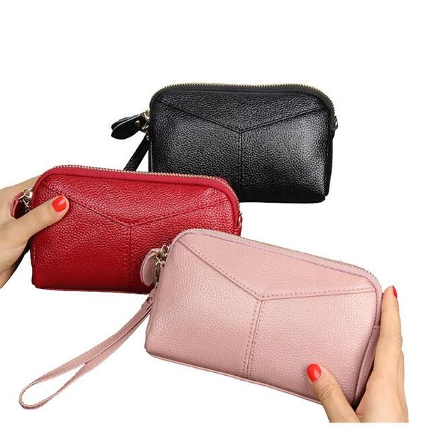 

fashion women long wallet coin purse leather lady clutch hand bag, Red;black