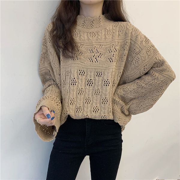 

vintage women half-turtlenecks hollow out woman sweaters sweater mujer jumper, White;black