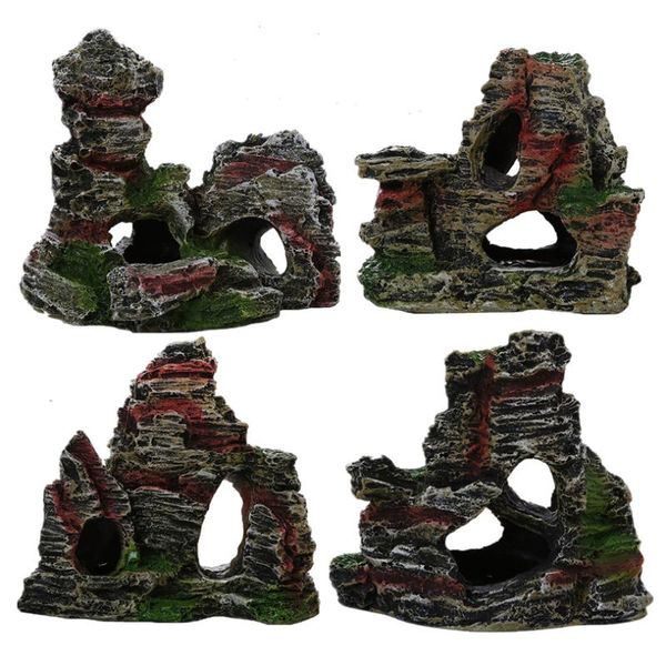 

mountain view aquarium rockery hiding cave tree fish tank ornament decoration creative resin underwater landscape 40mc7 decorations