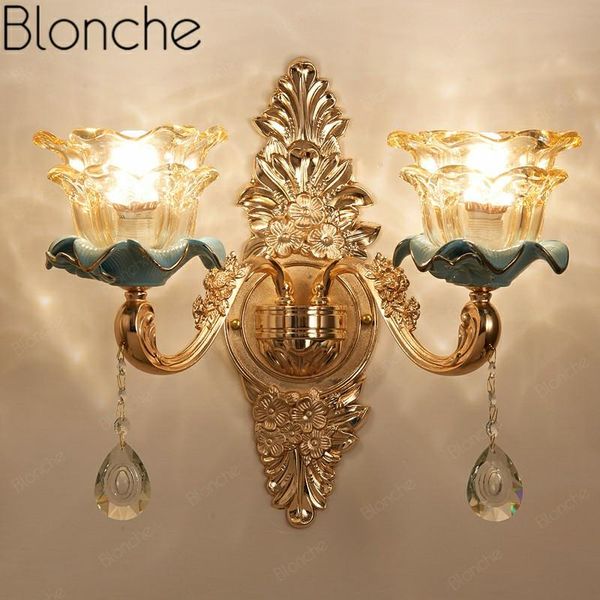 

wall lamp modern gold sconces led glass light europe luxury for bedroom bedside corridor living room home decor lighting fixture