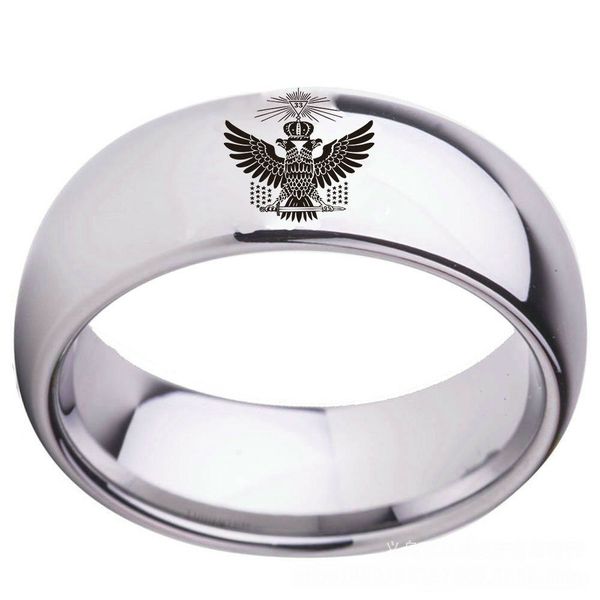 

asonry rings double eagle ring stainless steel arc edge silver band size 6-13