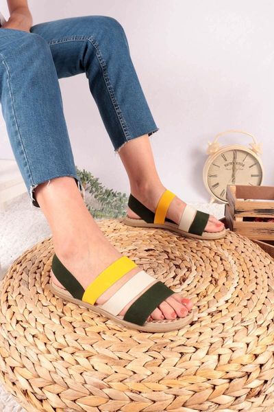 

sandals women's yellow khaki, Black