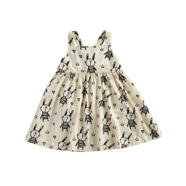 

girl's dresses baby summer sundress cartoon printed toddler girls dress sleeveless clothing princess party sweet suspender, Red;yellow