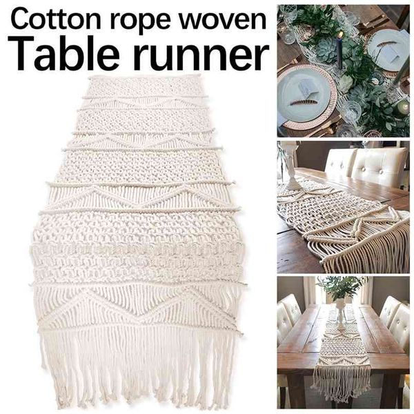 Macrame таблицы бегун с кисточками богемное тканое свадебное украшение ручной домашнего декора 210628