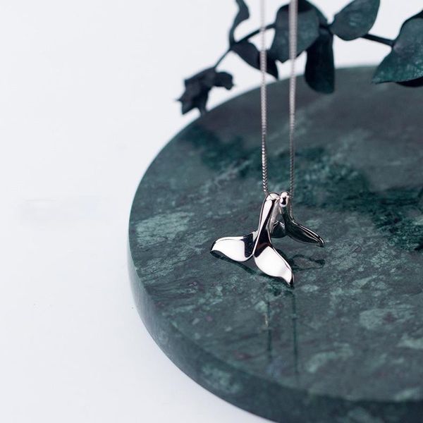 

pendant necklaces japanese personality metal mermaid tail fashion cute sweet girl ocean world clavicle chain charm lady daily wear jewelry, Silver