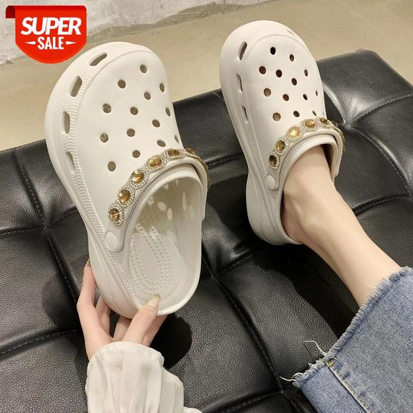 

rhinestone platform slippers summer women clogs shoes garden sandals slip on for girl beach slides #fq4n, Black