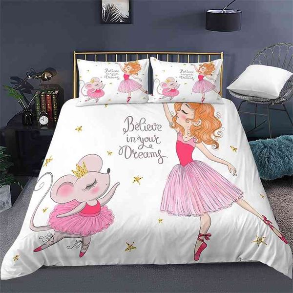 Cartoon Bettwäsche Set für Baby Kinder Kinder Krippe Bettbezug Kissenbezug Edredones Nios Mädchen Prinzessin Decke Quilt 210716