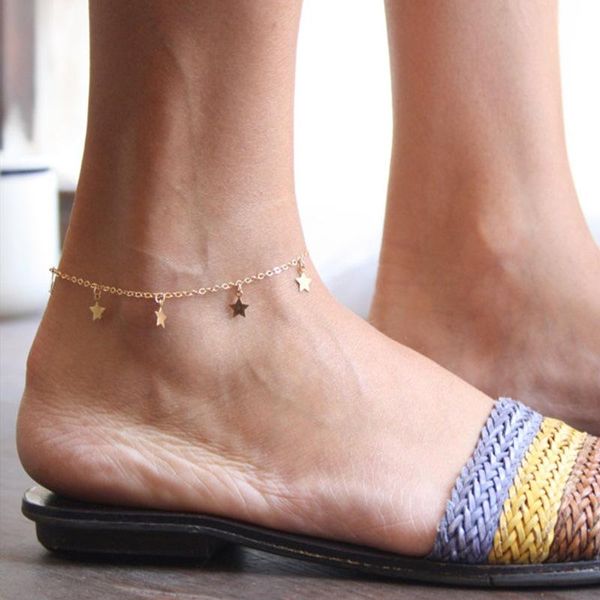 

anklets 2021 star pendant anklet foot chain summer yoga beach leg bracelet charm jewelry gift, Red;blue