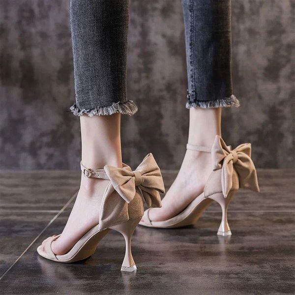

dress shoes women's pumps pointed toe bowknot thin heels female wedding party stilettos ankle strap high women, Black