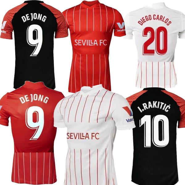 

sevilla mens rakitic soccer jersey j.navas home white red black i.rakitic de jong nolito seville chÃ¡ndal fÃºtbol football shirt 21 22, Black;yellow
