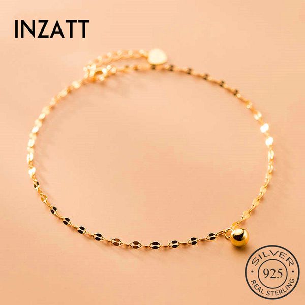 

inzatt real 925 sterling silver geometry bead anklet for fashion women party hiphop fine jewelry minimalist accessories gift, Red;blue