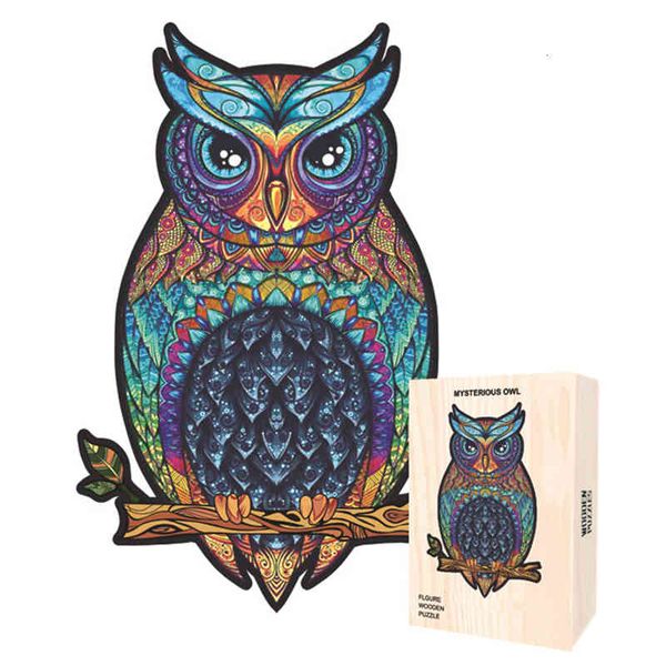 

new 3d animal shaped puzzle for adults kids montessori toys owl jigsaw puzzles game children wooden toy christmas gift q1214