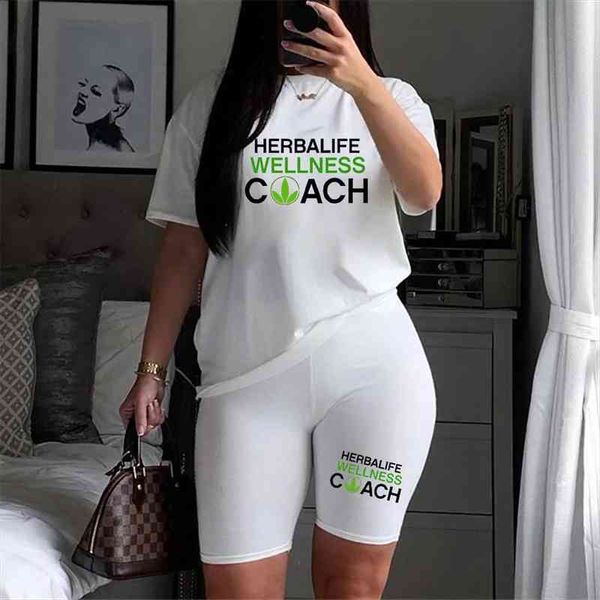 

funny herbalife two pieces set letter t shirts and shorts set herbalife lovers joggers biker shorts outfit for woman, Gray