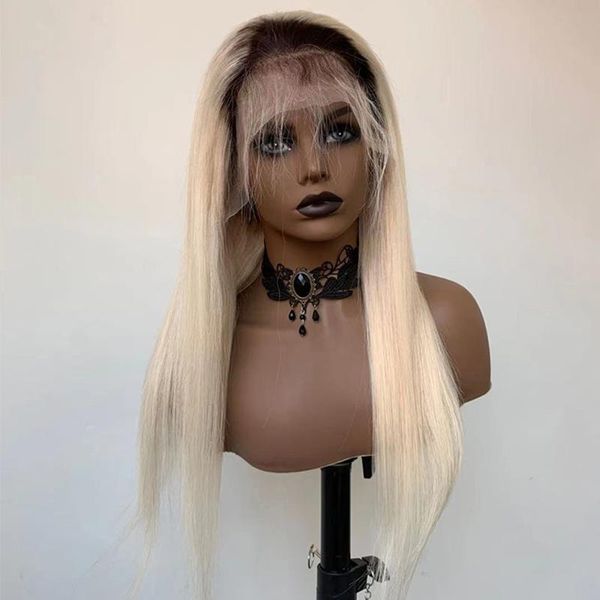 

ombre 13x4 straight human hair wigs with brazilian lace wig for women 150% 180% density, Black;brown