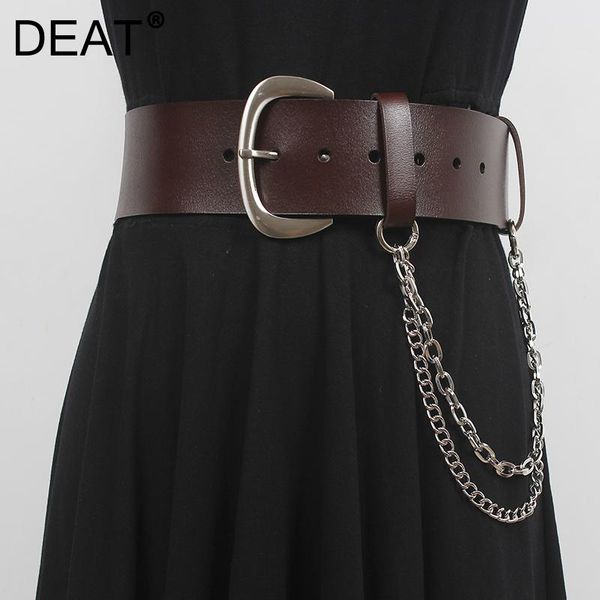 

belts deat 2021 autumn and winter solid color temperament leather women's chain decorative waist fashionable belt 7i2866, Black;brown
