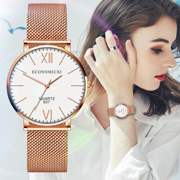 

wristwatches fashion 2021 women rose gold mesh watches luxury casual female quartz wrist watch wristwatch clock gift #8, Slivery;brown