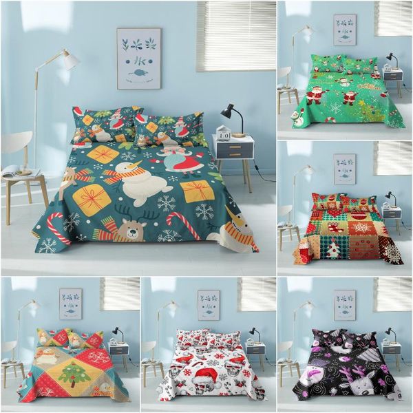 

sheets & sets xmas christmas bed flat snowman santa claus sheet set with case home textile king queen twin size bedspread