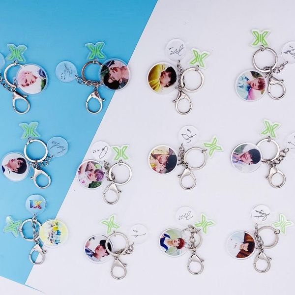 

keychains kpop x1 group x one keychain flying concert same signature pendant key ring accessories peripheral chain, Silver