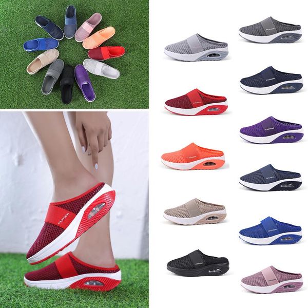 

slippers 11 color women casual shoes ladies home outdoor indoor female mesh breathable half air cushion mother, Black