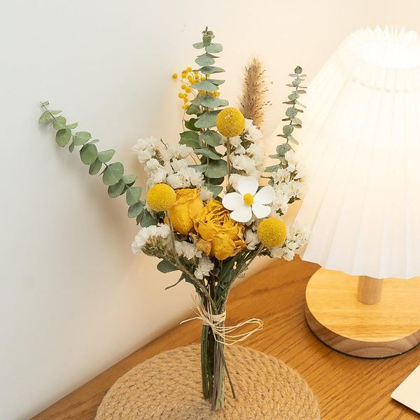 

decorative flowers & wreaths 1 bunch mini preserved cotton natural dried leaves pampas grass daisy sunflower bouquets wedding decoration