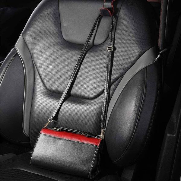 

car seat headrest hook clip bags auto back organizer pu purse bag holder leatther black fastener for product h m2r8