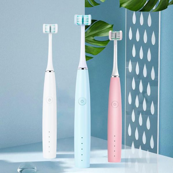 

side sonic electric toothbrush usb rechargeable replacement brush heads 4 modes smart waterproof 2 minute timer 30s remind