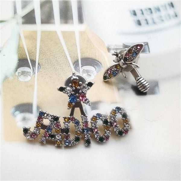 

88% off wholesale store family asymmetric color diamond high sense simple earrings female, Golden