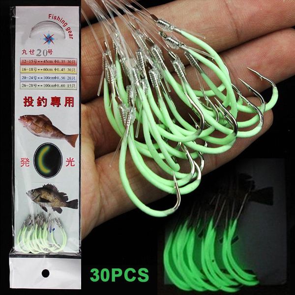 

fishing hooks durable decoy lure string hook sea green stainless steel luminous practical