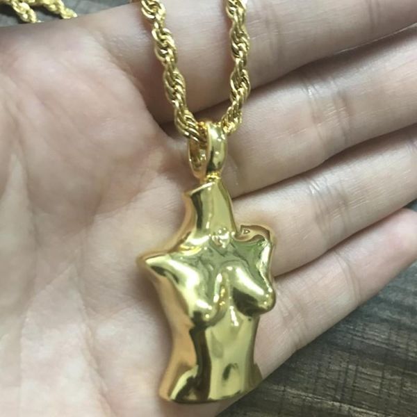 

pendant necklaces fashion nude female body necklace naked woman feminist simple artistic punk style stainless steel chain jewelry, Silver