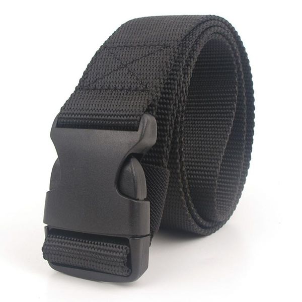 

belts outdoor training canvas waistband men women portable multi-function imitation nylon tactical release buckle leather belt, Black;brown