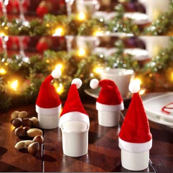 

10 pcs christmas decoration tableware holders candy pouch bag knife spoon fork bag mini christmas 1221481