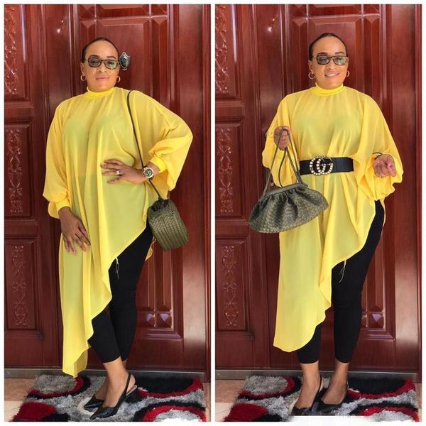 

casual dresses autumn women plus size fashion loose chiffon irregular dress elegant long sleeve half high collar for, Black;gray