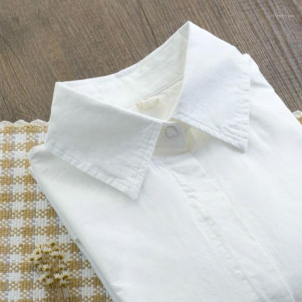 

100% cotton shirt white blouse 2021 spring autumn blouses shirts women long sleeve casual solid blusas 0.192 11.99 women's &