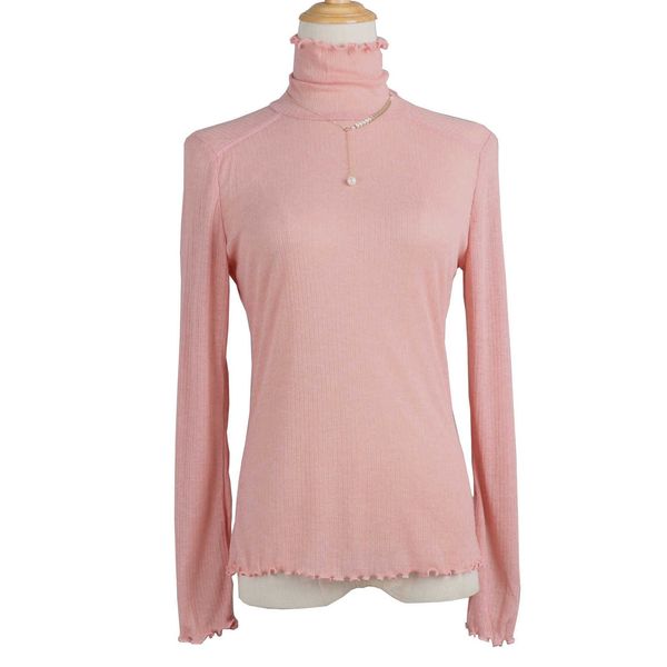 

women's sweaters soft glutinous cotton yarn ear edge pile collar solid color long sleeve t-shirt, White;black