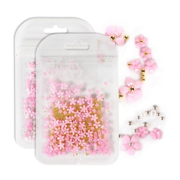 

nail art decorations 1 pouch bead multi-functional charm waterproof 3d women manicures jewelry flower decor decoration for salon, Silver;gold