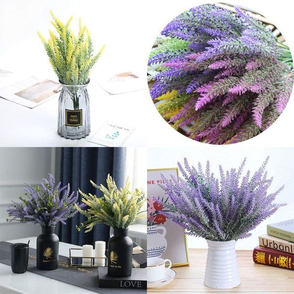

bundle artificial flower romantic provence lavender bridal bouquet for home decor fake plants wedding garden party decorative flowers & wrea