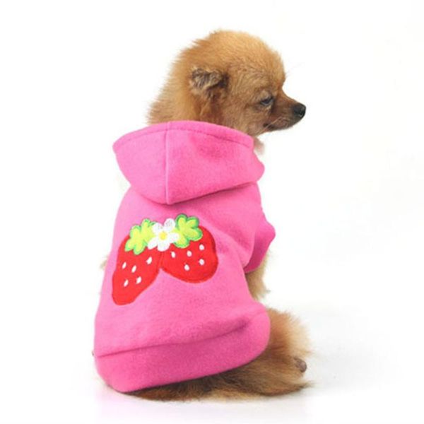 

dog apparel 2021 est pet clothes pink strawberry hoodie coat jacket costumes