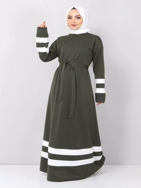 

ethnic clothing women striped back long sleeve cotton zipper dress summer muslim ramadan kaftan dubai abaya turkey headscarf islam, Red