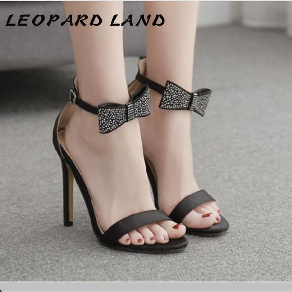 

2021 shoes large size simple bow stiletto women's sandals crysta party lady, Black