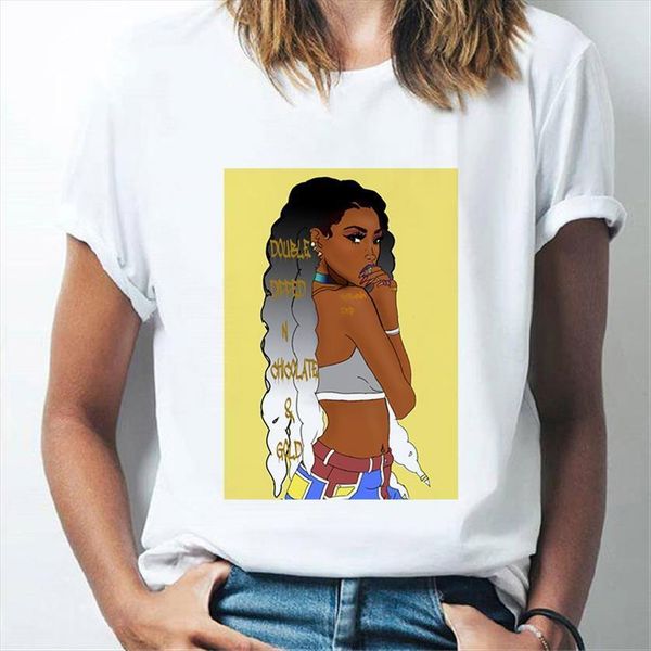 

fashion girl print tee womens short sleeve harajuku 90s graphic, White