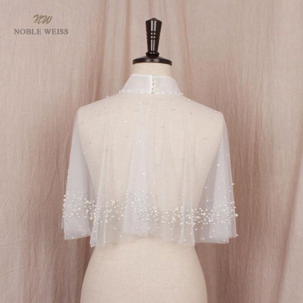 

wraps & jackets tulle wedding wrap beaded bridal short cape, White