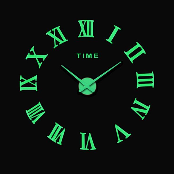 

wall clocks luminous large clock watch horloge acrylic mirror stickers quartz modern mute digital 3d diy home office decor