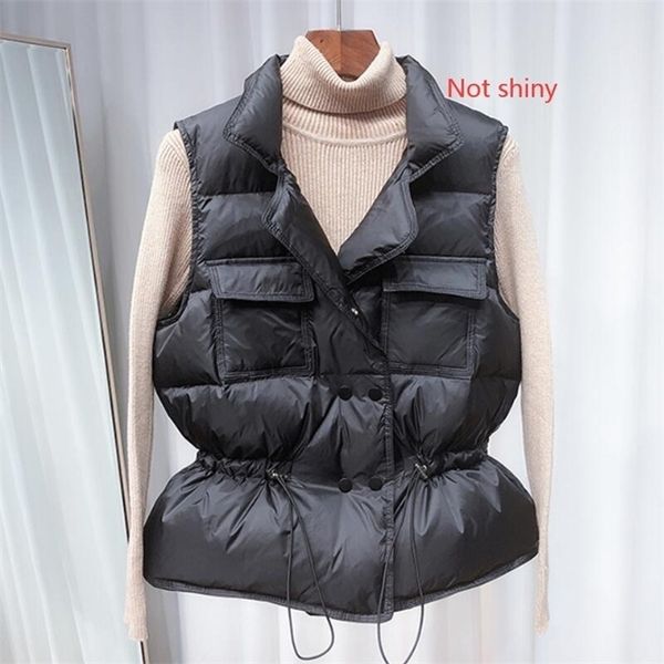 

winter women short sleeveless vest jacket lightweight bodywarmer waistcoat female white gilets windbreaker down coat, Black;white