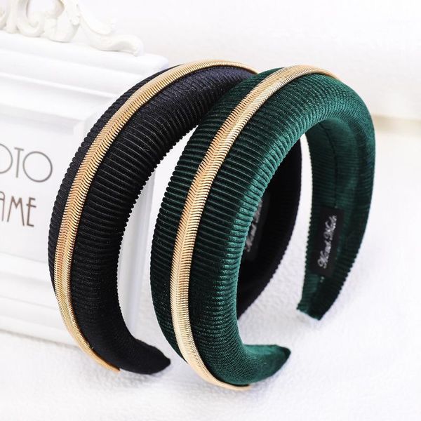 

fashion gold metal chain jewel hair bands for women velvet turban headband hoop clips girls accessories haar1