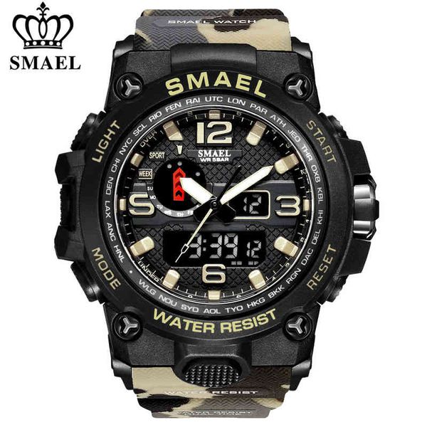 

smael fashion sport watch men alarm clock camouflage waterproof week display es digital relogio masculino 1545b, Silver