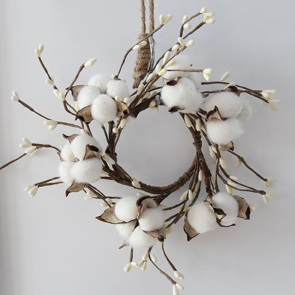 

small dried cotton candle ring farmhouse rustic boho christmas wreath with full for winter celebration wall window decor decorative flowers